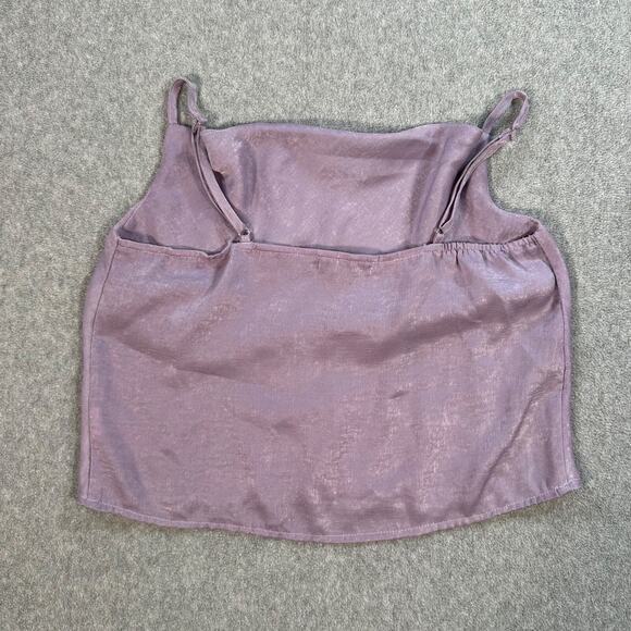 Nasty Gal Camisole Tank Top Cowl Neck Cropped Size 2 Purple Y2K Adjustable Strap - Picture 5 of 7
